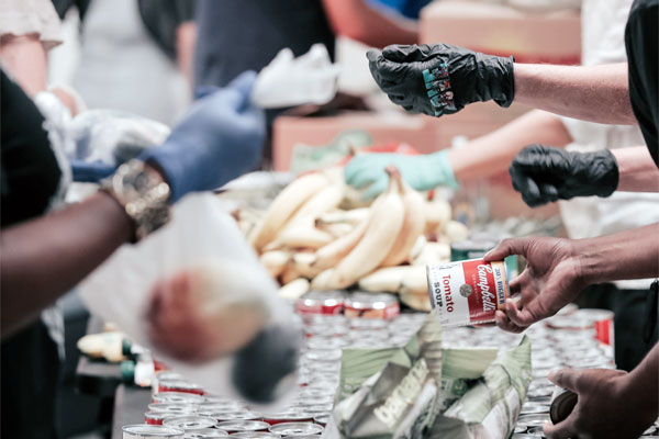 photo of people donating food